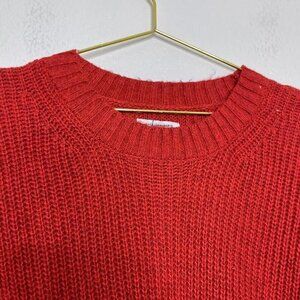 American Eagle Sweater Medium Red Long Sleeve Pullover Knit Longline Christmas